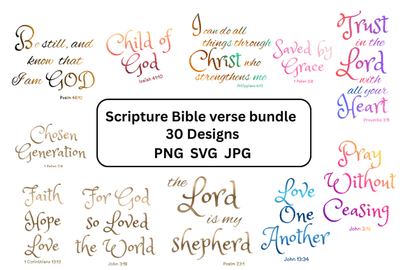 30 Scripture Bible Verses Designs for T-Shirt Sales