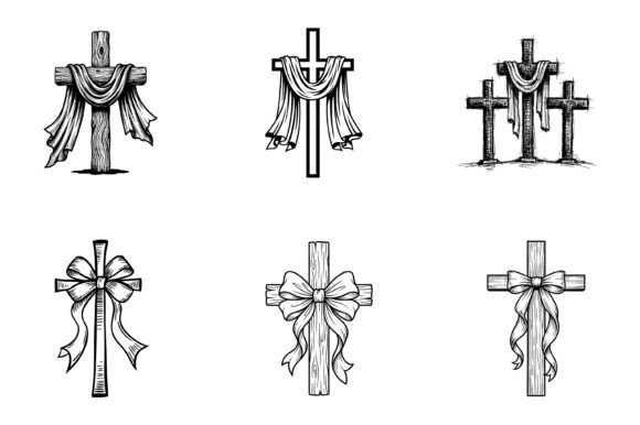 6 Easter Cross Drape Bow SVG Bundle for T-Shirt Designs