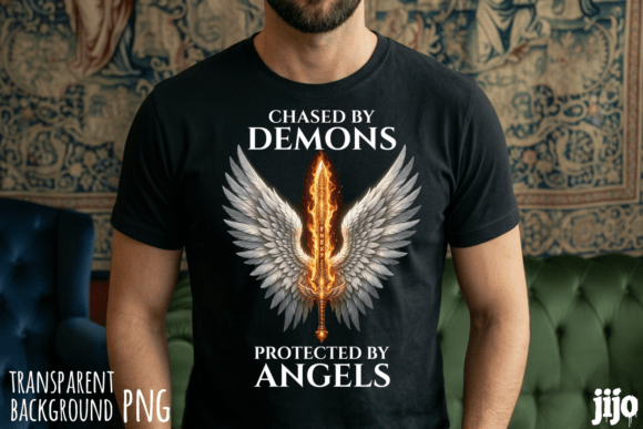 Angels Demons Sword Wings PNG for T-Shirt Designs