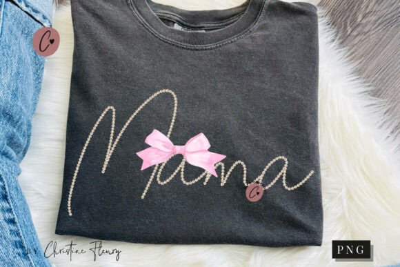Coquette Pearl Mama PNG Design for T-Shirt Designs