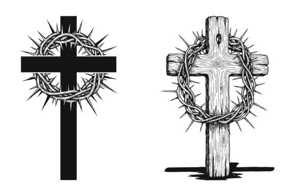 Cross Crown of Thorns SVG Bundle for T-Shirt Designs