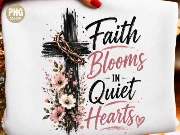 Faith Blooms in Quiet Hearts PNG, Christ T-Shirt Designs