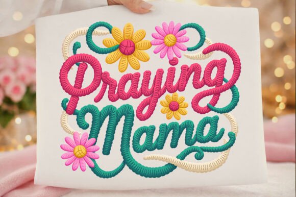 Faux Yarn Praying Mama Mother s Day Png for T-Shirt Designs