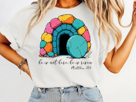 He is Risen Brushstroke Easter T-Shirt Designs