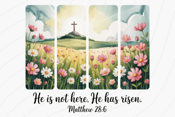 He is Risen Floral Landscape PNG for T-Shirt Designs