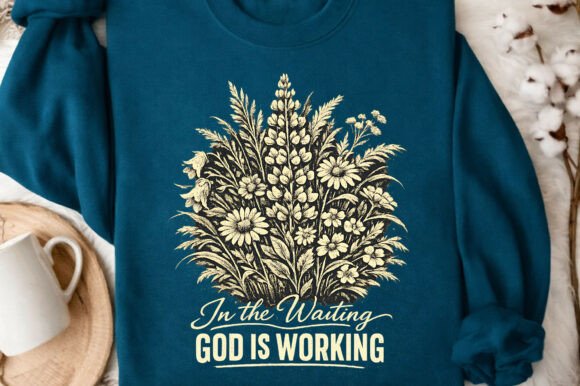In the Waiting God Is Working Floral PNG