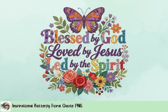 Inspirational Butterfly Floral Quote PNG