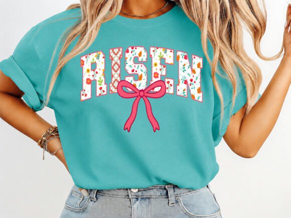 Risen Easter Preppy Floral T-shirt Designs