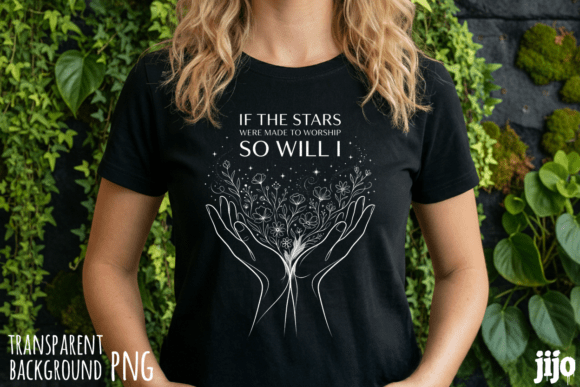 Stars Worship Hands Flowers PNG for T-Shirt Designs