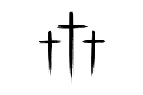 Three Grunge Crosses Silhouette Design