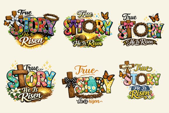 True Story He is Risen Easter Cross Png for T-Shirt Designs
