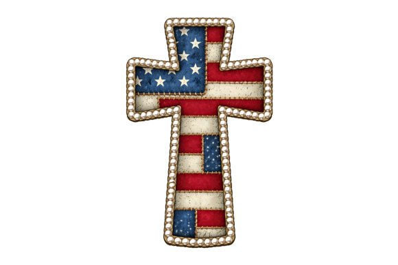 Vintage USA Cross Pearl Frame T-Shirt Designs